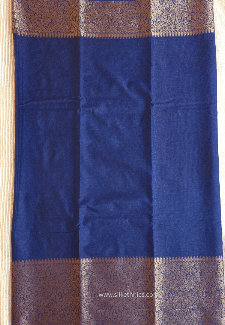 Prusssian Blue Banarasi Warm Silk Zari Weaving saree