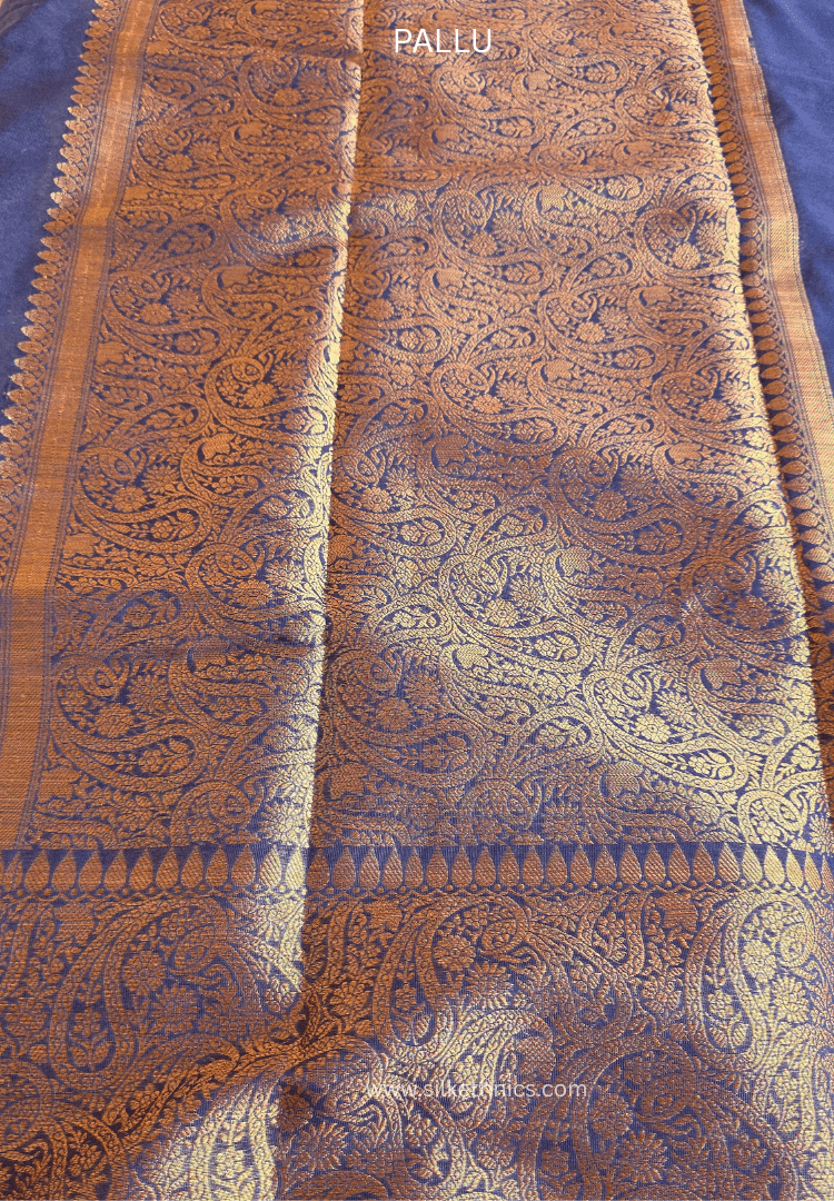 Prusssian Blue Banarasi Warm Silk Zari Weaving saree
