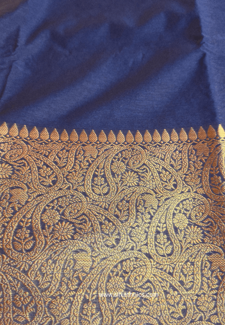 Prusssian Blue Banarasi Warm Silk Zari Weaving saree