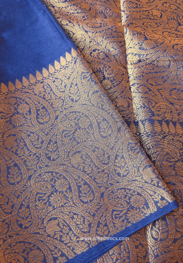 Prusssian Blue Banarasi Warm Silk Zari Weaving saree
