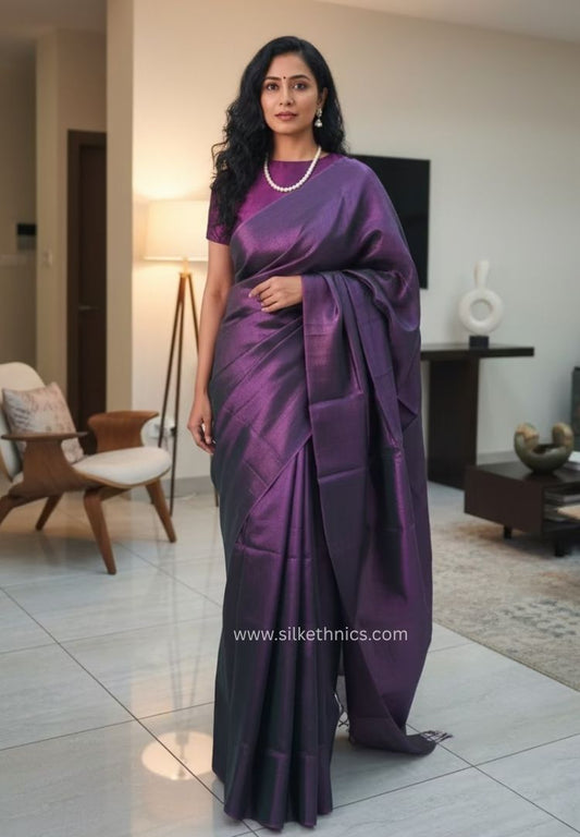 Royal Purple Raaga handloom tissue saree - Aadhira