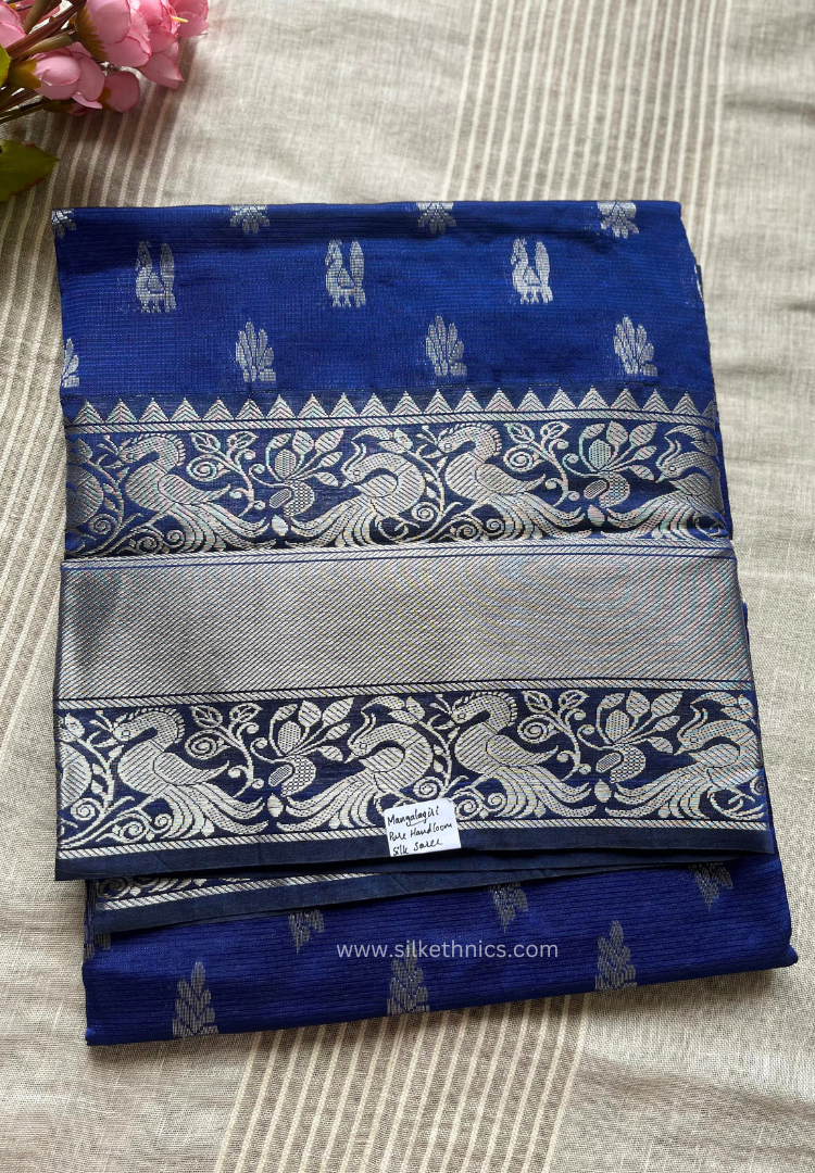 Royal Blue pure Mangalagiri silk saree | Alekya Collection