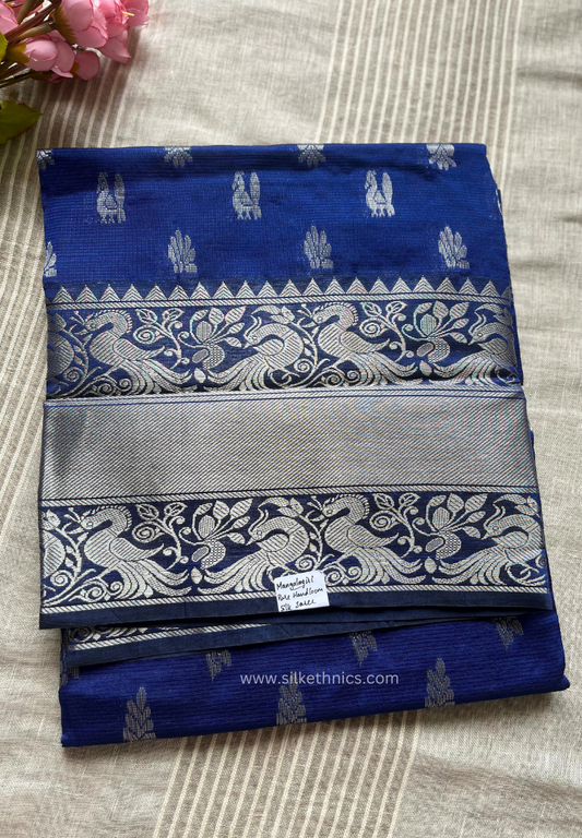 Royal Blue pure Mangalagiri silk saree | Alekya Collection