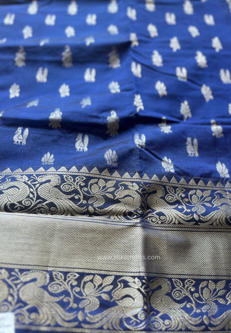 Royal Blue pure Mangalagiri silk saree | Alekya Collection
