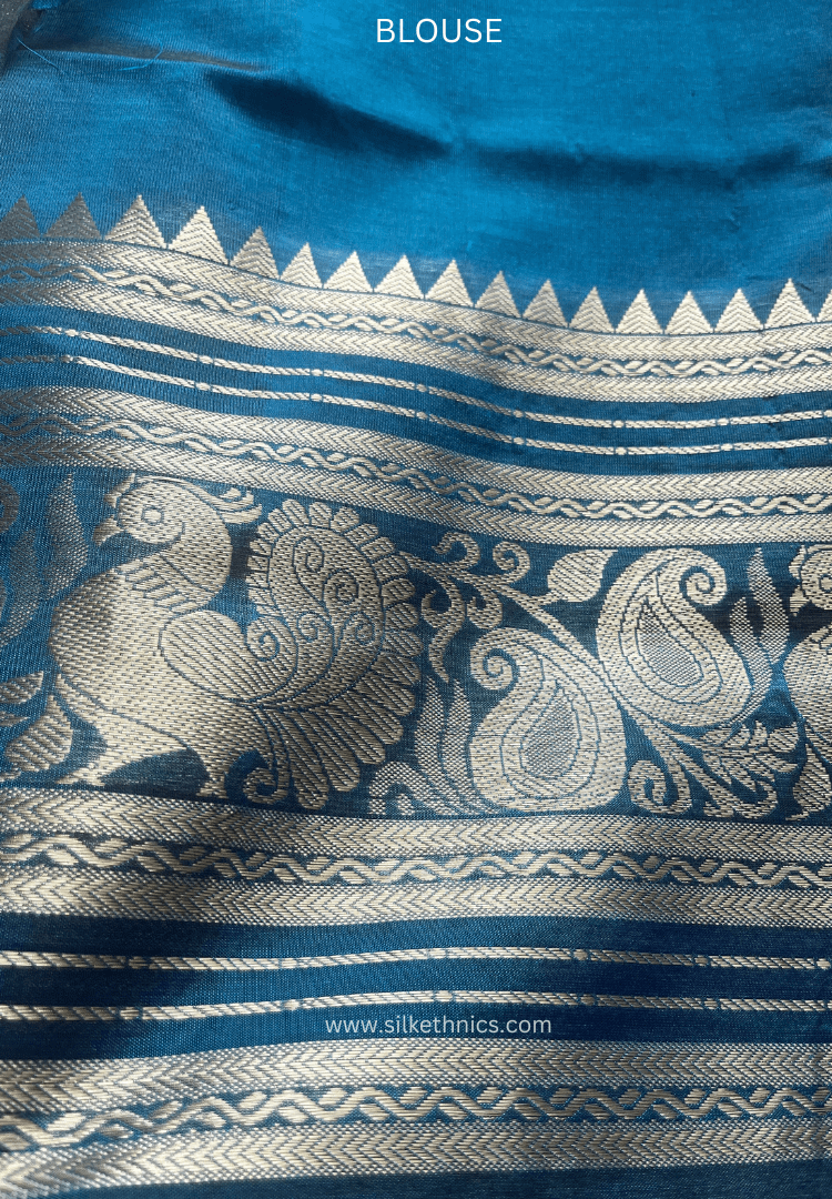 Cobalt Blue pure Mangalagiri silk saree | Alekya Collection