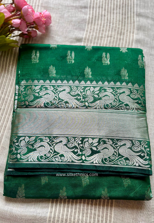 Forest green Alekya Mangalagiri silk saree