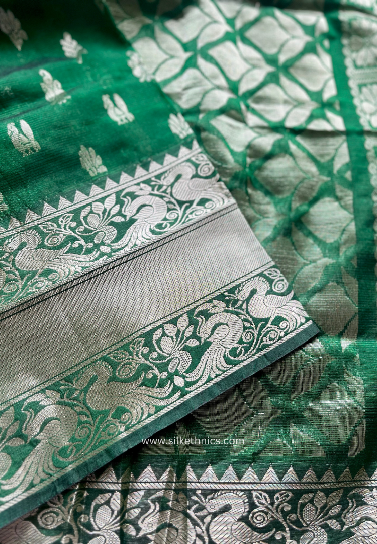 Forest green Alekya Mangalagiri silk saree