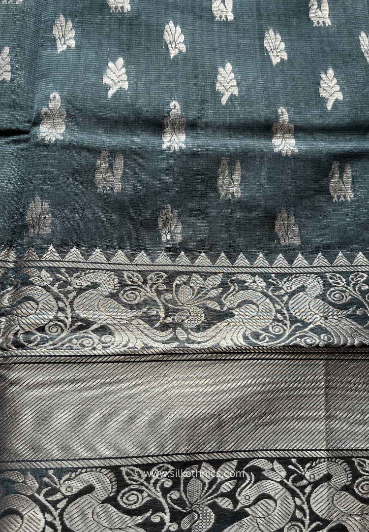 Cool grey pure Mangalagiri silk saree | Alekya Collection
