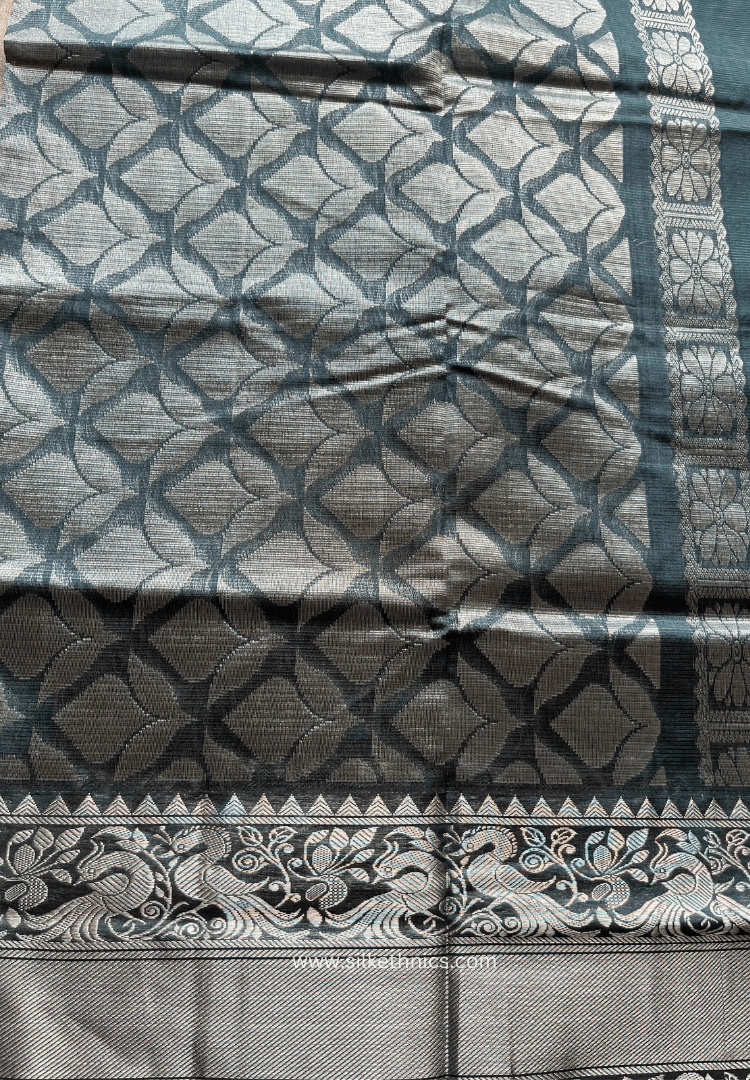 Cool grey pure Mangalagiri silk saree | Alekya Collection