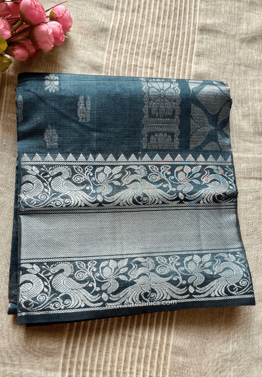 Cool grey pure Mangalagiri silk saree | Alekya Collection