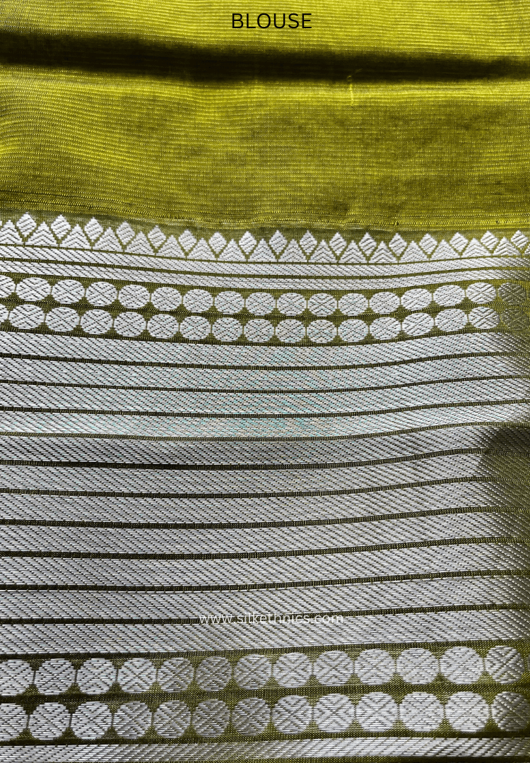 Olive Green pure Mangalagiri silk saree | Alekya Collection