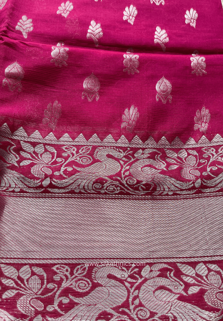 Vibrant pink pure Mangalagiri silk saree | Alekya Collection
