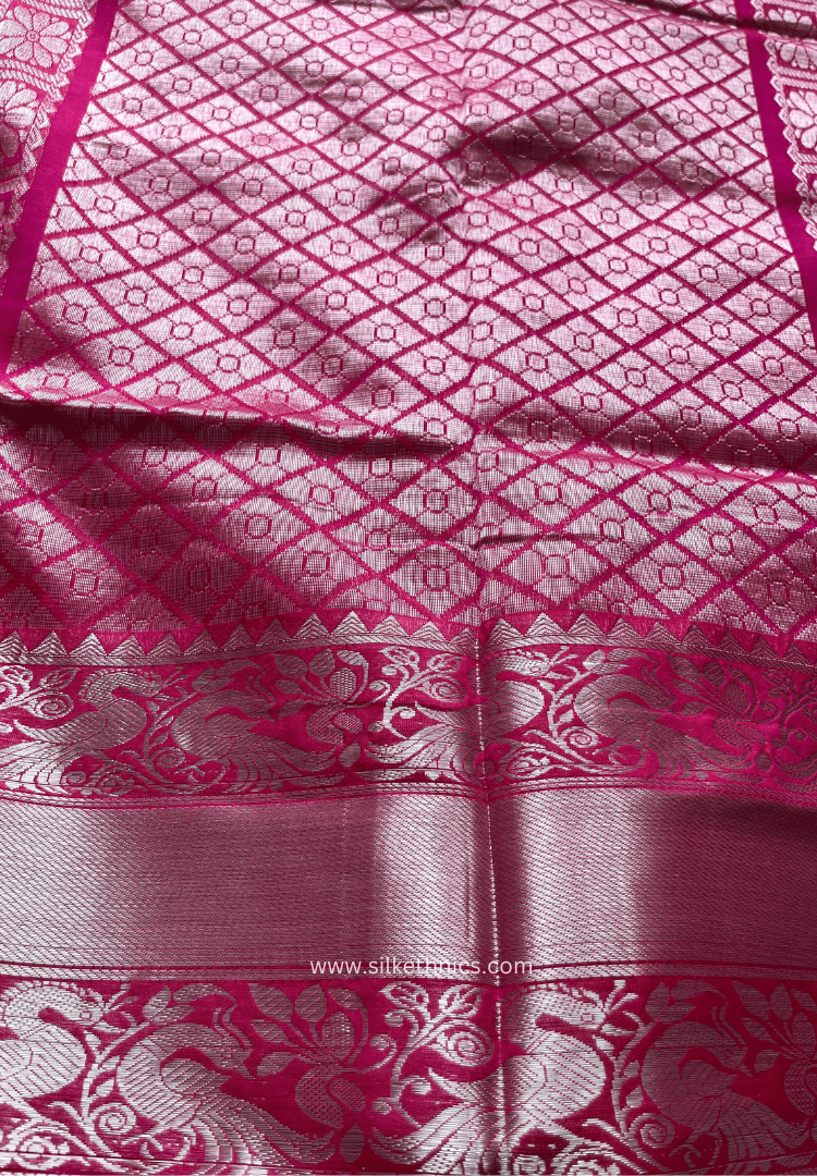 Vibrant pink pure Mangalagiri silk saree | Alekya Collection