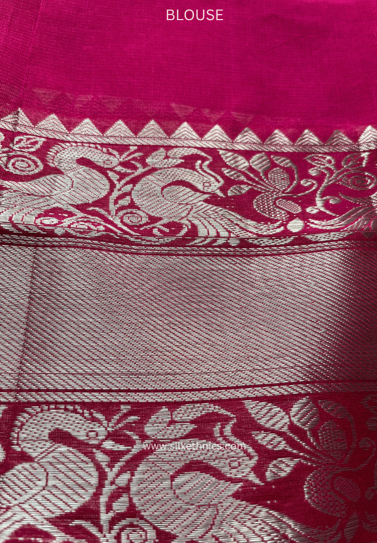 Vibrant pink pure Mangalagiri silk saree | Alekya Collection