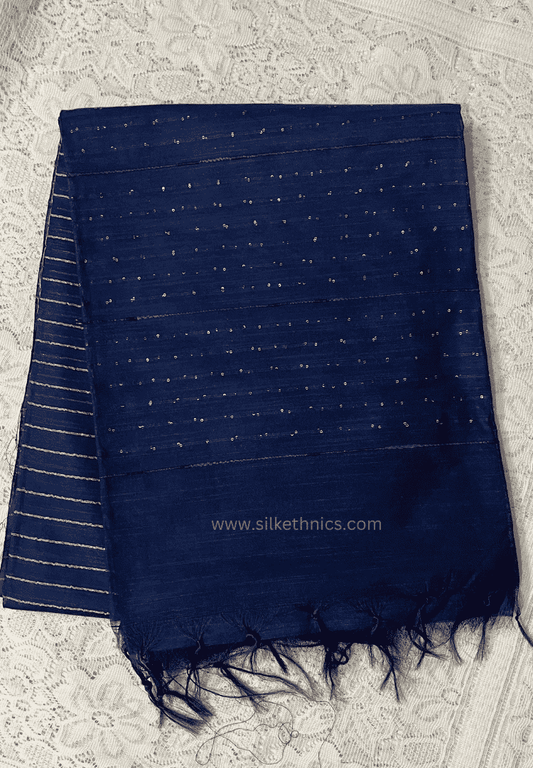 Indigo blue tussar silk Kiara saree