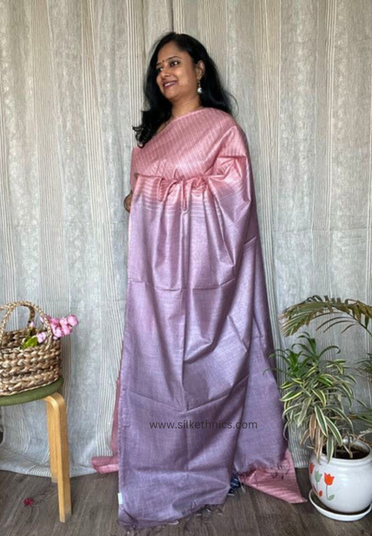 Pastel pink Kiara tussar silk Saree