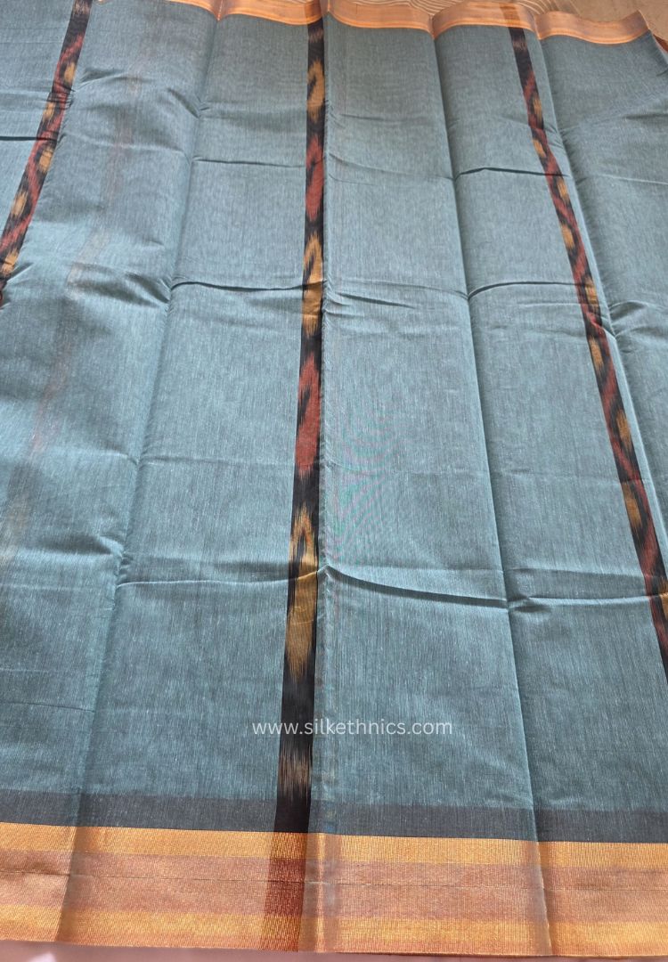 Sky Blue Pochampally printed silkcotton saree