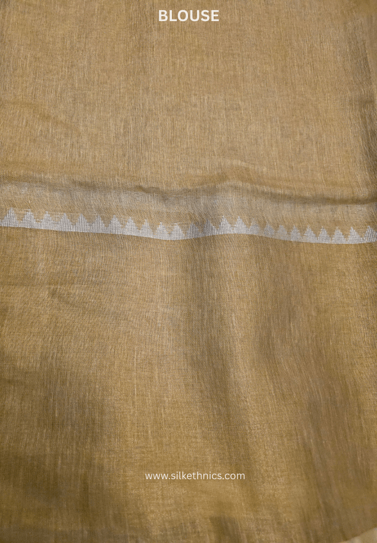Soft Ivory Metallic Tissue Linen Samaira handloom Saree