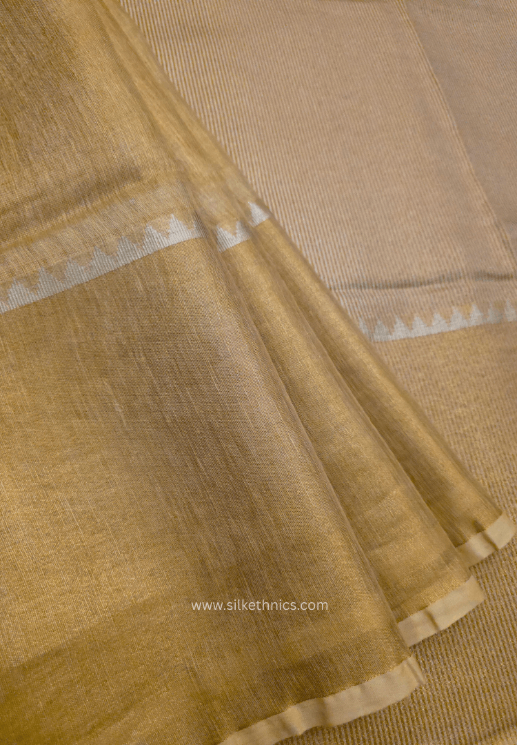 Soft Ivory Metallic Tissue Linen Samaira handloom Saree
