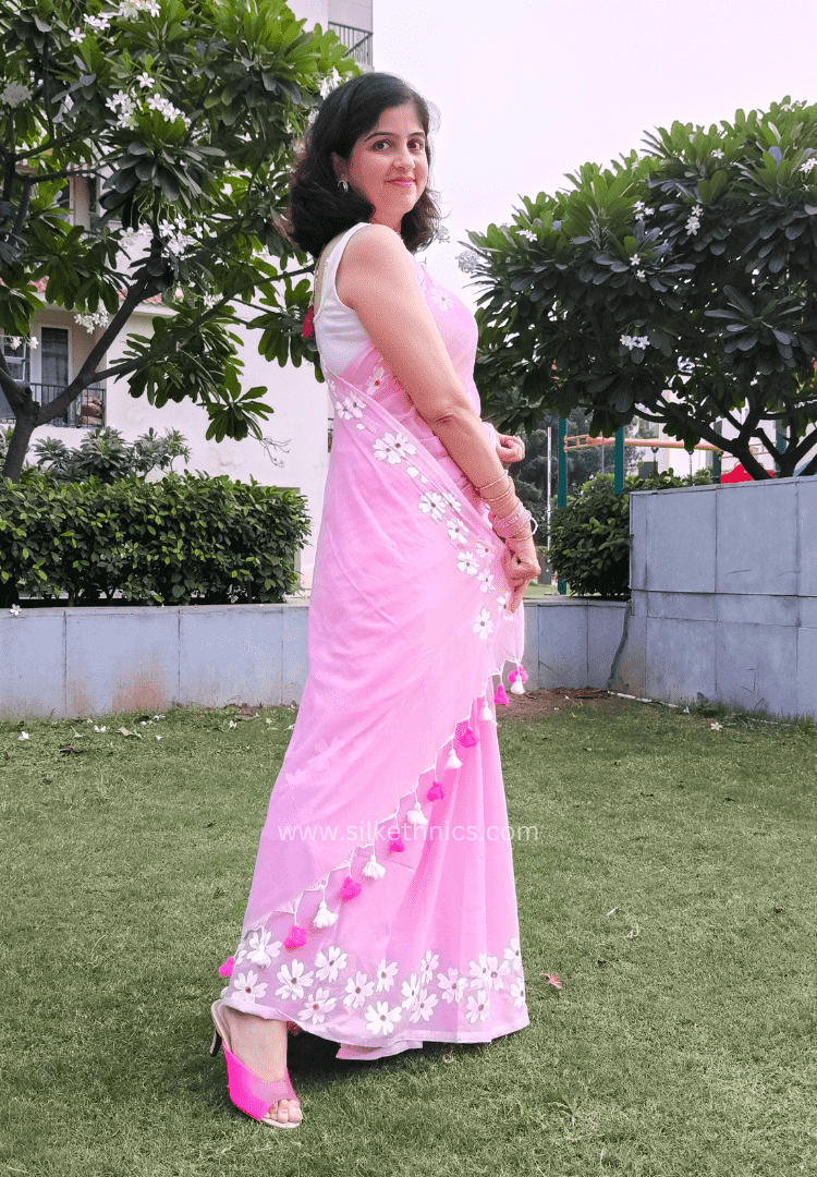 Blush pink Swetha mulcotton saree