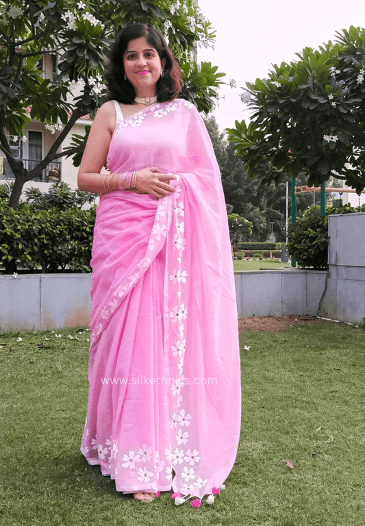 Blush pink Swetha mulcotton saree