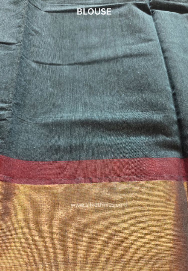 Teal Blue Pochampally printed silkcotton saree