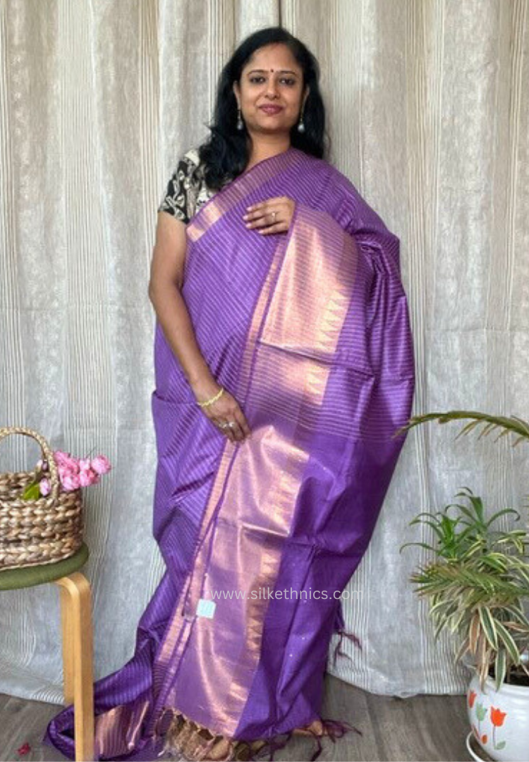 Royal Purple temple border silk saree