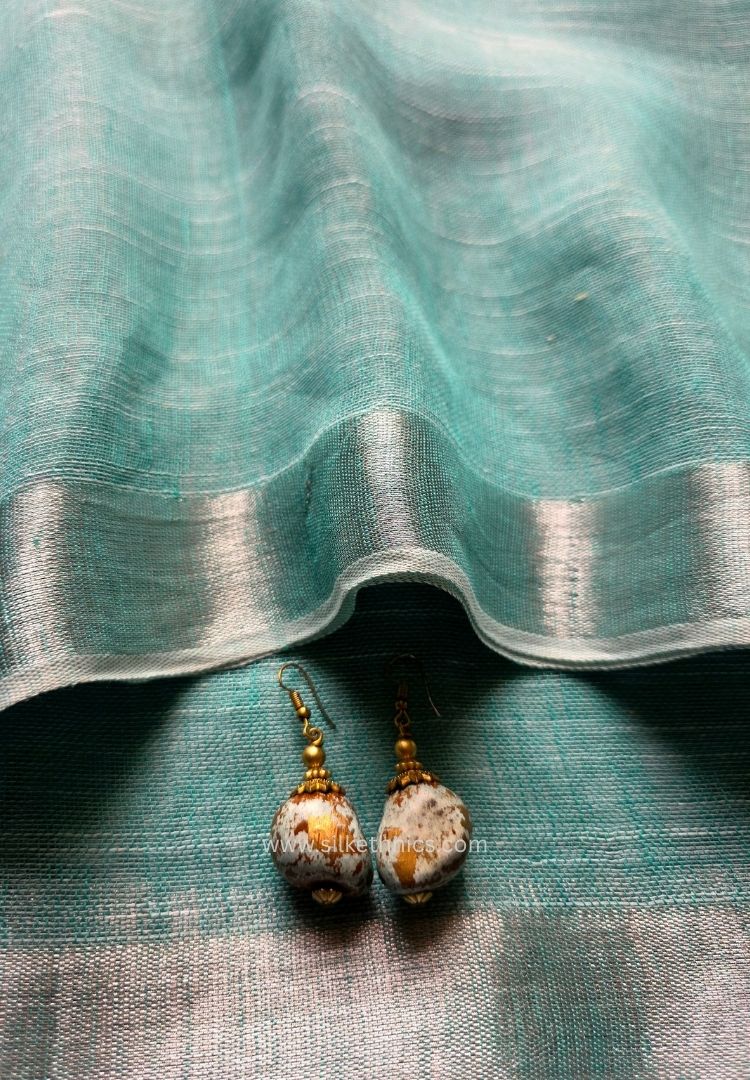 Soft Turquoise Meera Linen handloom saree