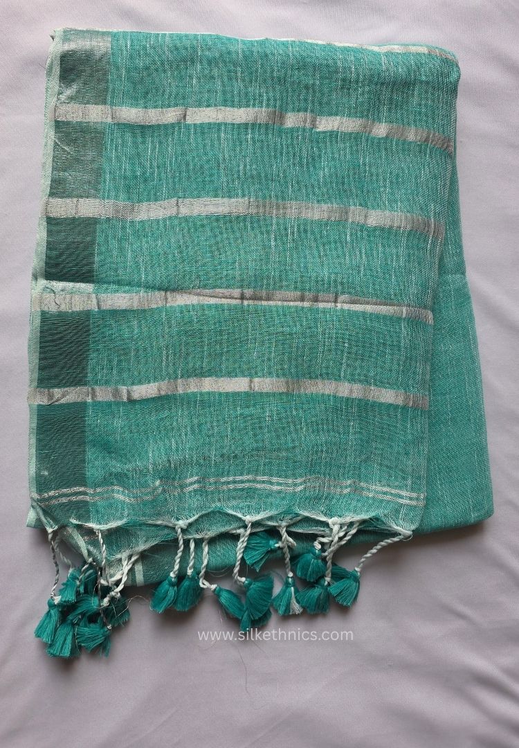 Soft Turquoise Meera Linen handloom saree