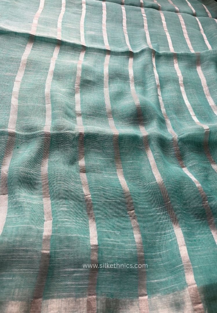 Soft Turquoise Meera Linen handloom saree
