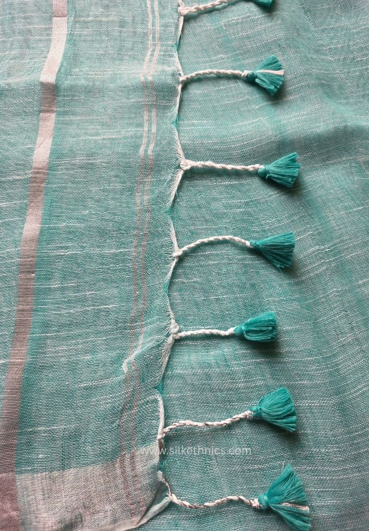 Soft Turquoise Meera Linen handloom saree