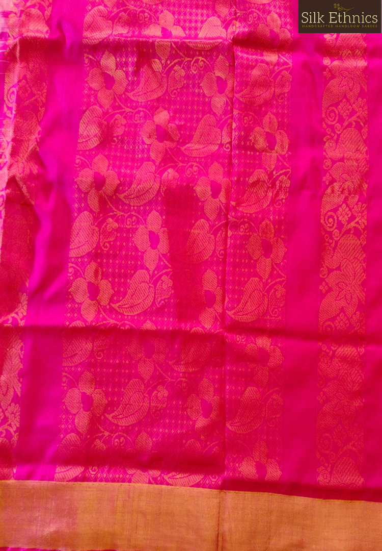 Pearl white and pink Paarijatam silk saree