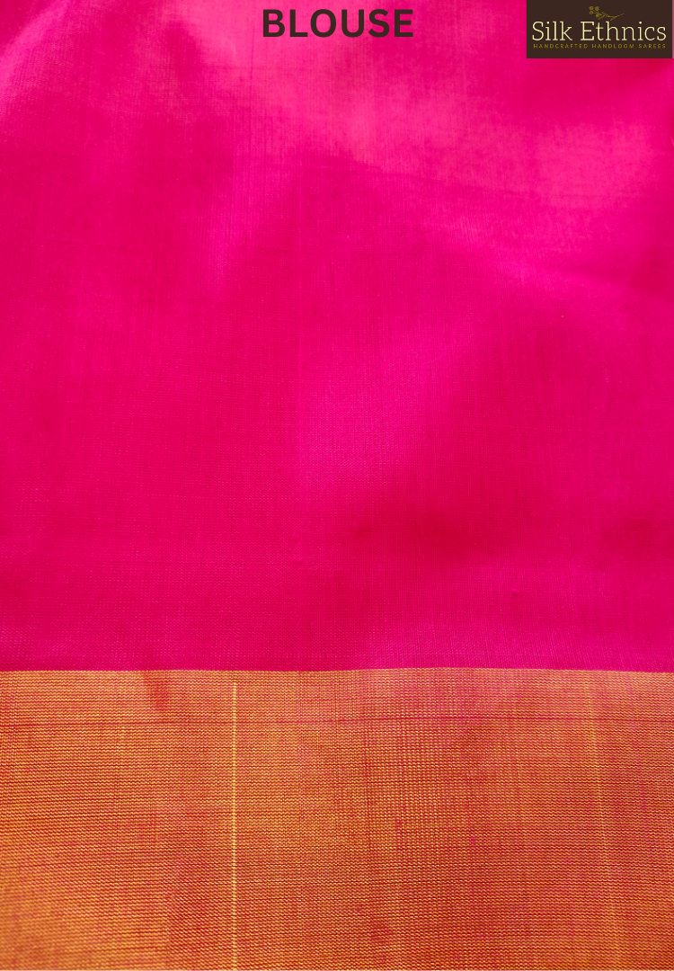 Pearl white and pink Paarijatam silk saree