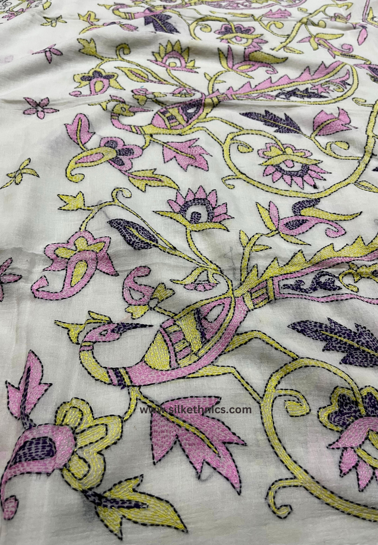 Pearl white embroidered Rangreet saree