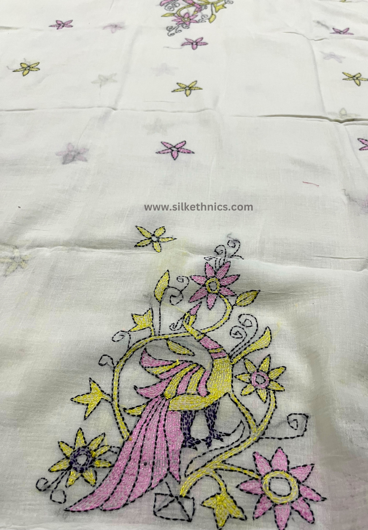 Pearl white embroidered Rangreet saree