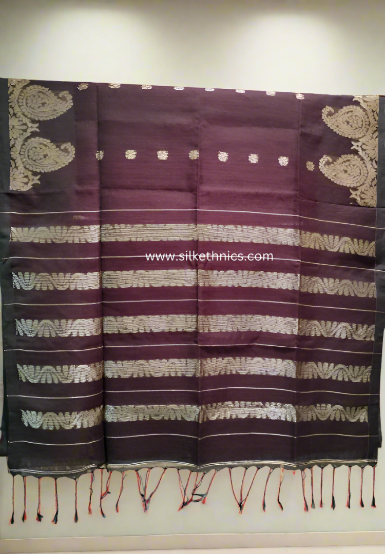 Rich wine Aarti linen saree