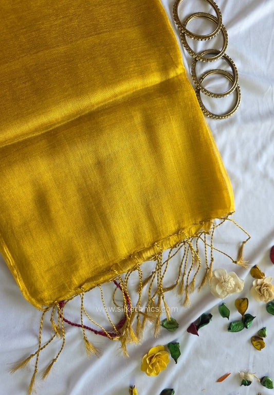 Yellow Gold Raaga handloom tissue saree - Varnika