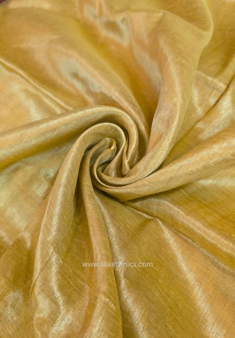 Yellow Gold Raaga handloom tissue saree - Hiranmayi