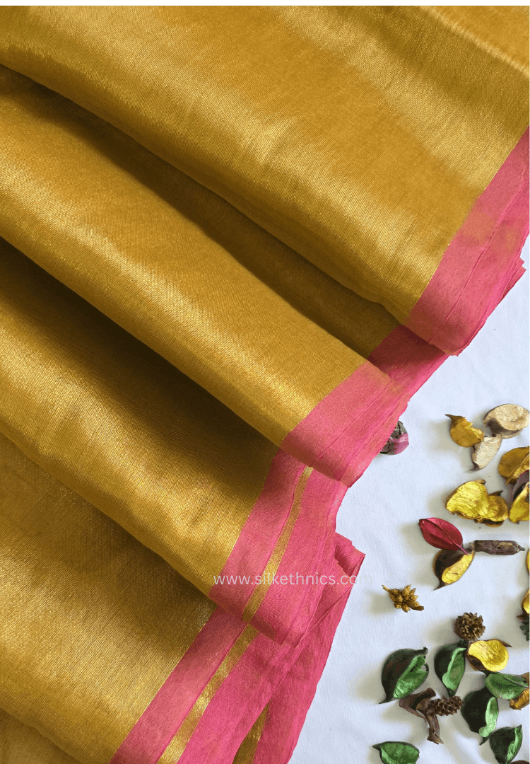 Yellow Gold Raaga handloom tissue saree - Hiranmayi