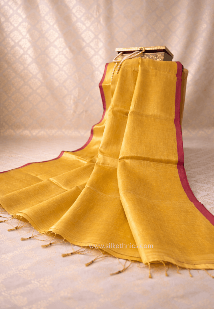 Yellow Gold Raaga handloom tissue saree - Varnika