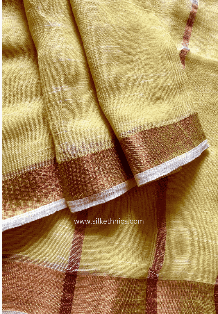 Sunshine Yellow Meera linen saree