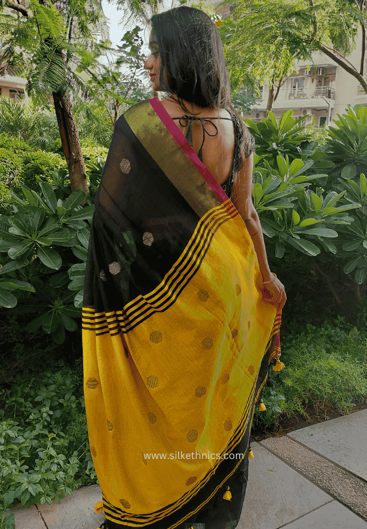 Black and gold Nayika handloom saree
