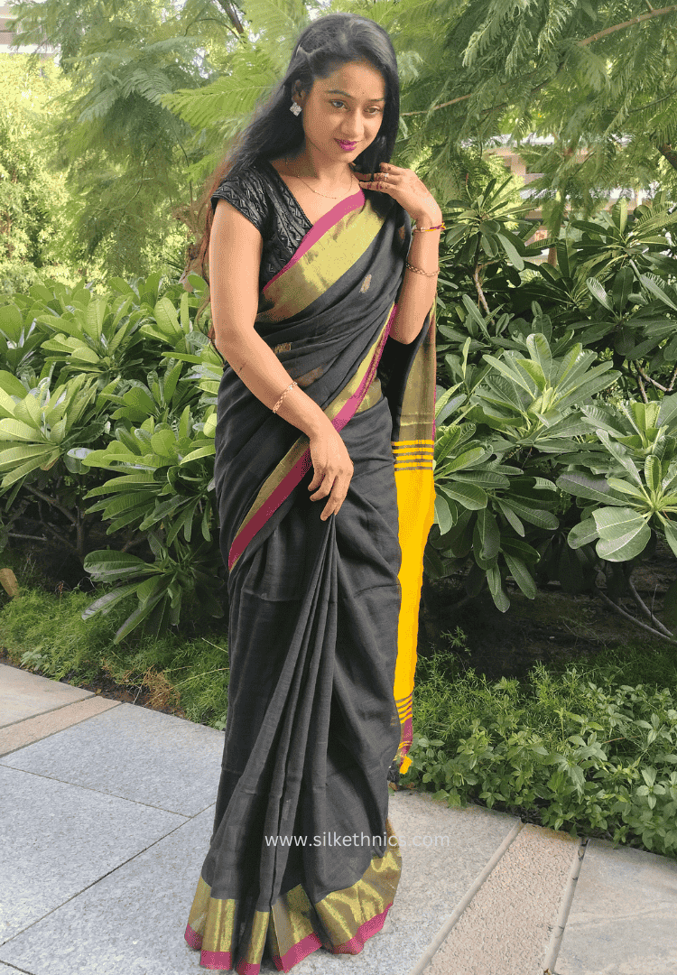 Black and gold Nayika handloom saree