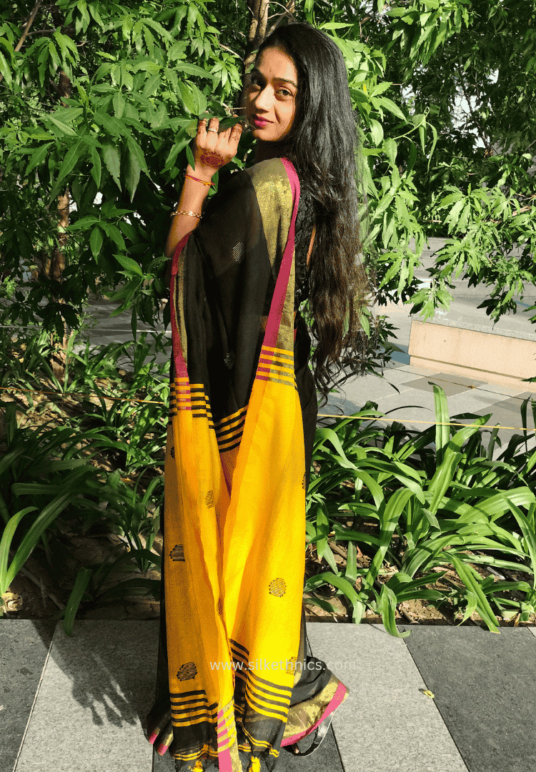 Black and gold Nayika handloom saree