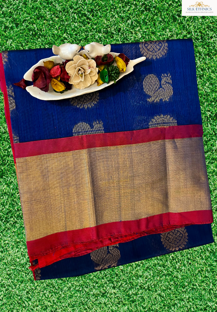 Royal blue Kuppadam silk saree