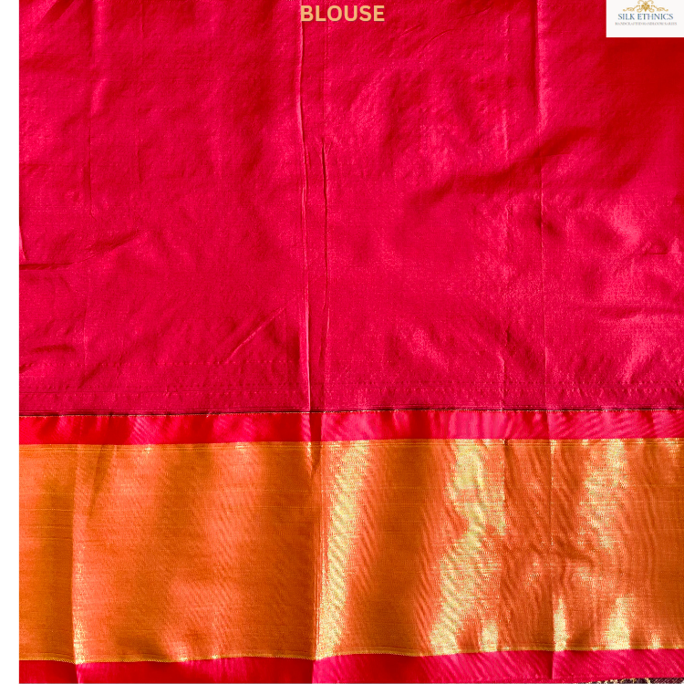 Royal blue and red Chanderi Silk Saree