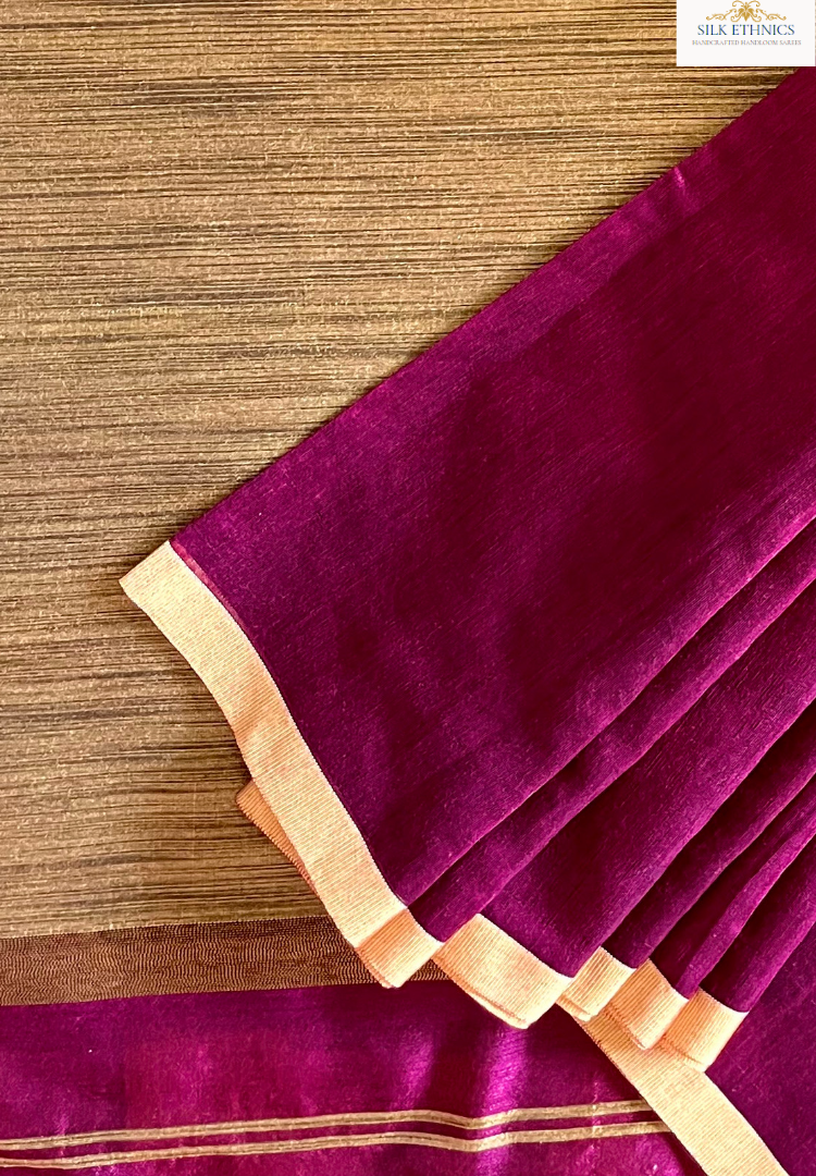 Dark magenta silkcotton saree