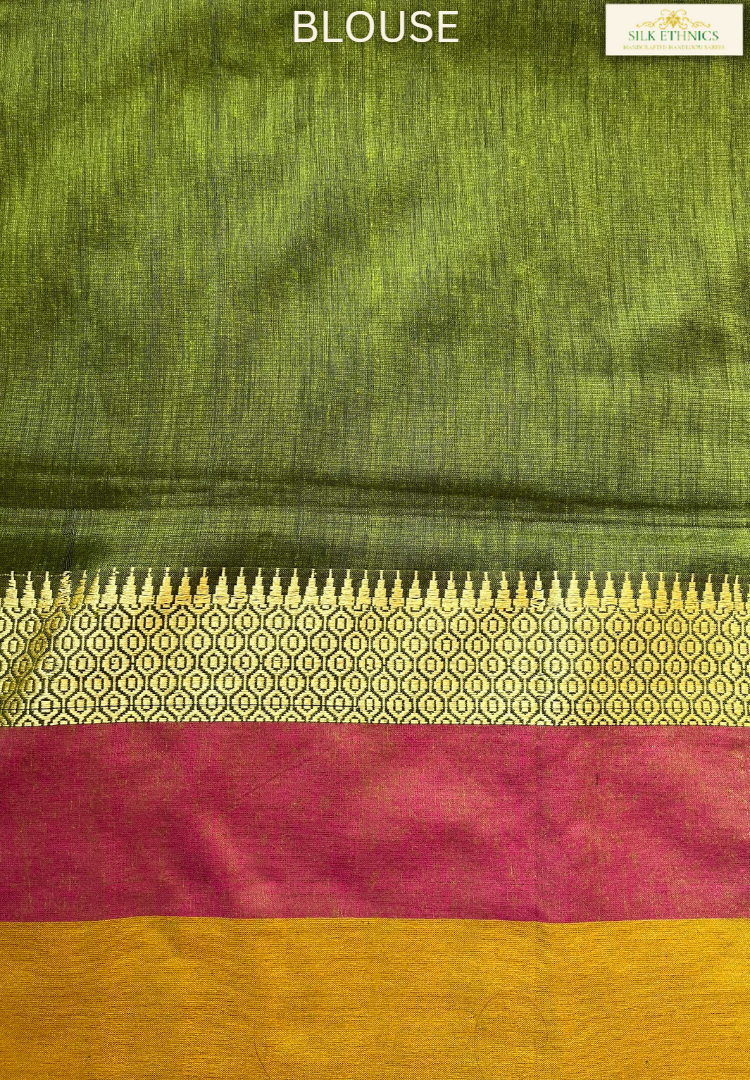 Mehendi green Narayanpet handloom saree