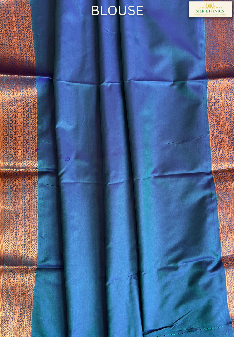 Cyan blue Meena soft silk saree