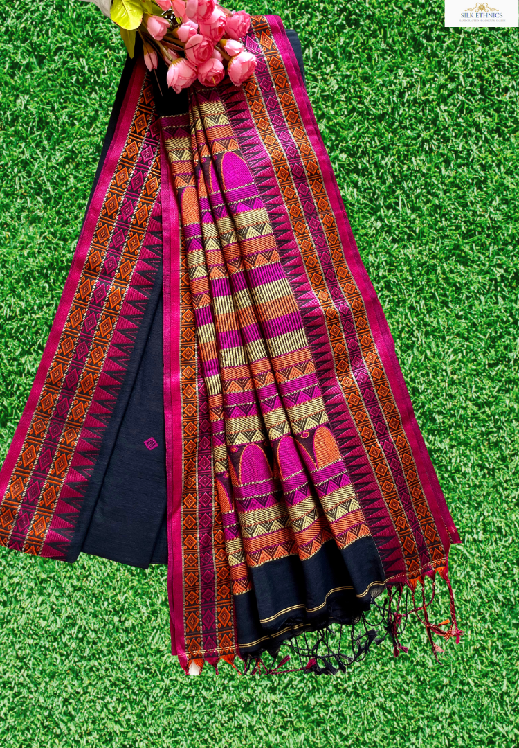 Classic Black khadi weaving saree